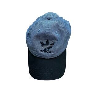 adidas Washed Denim Dad Hat Black Trefoil Logo Unisex Adjustable